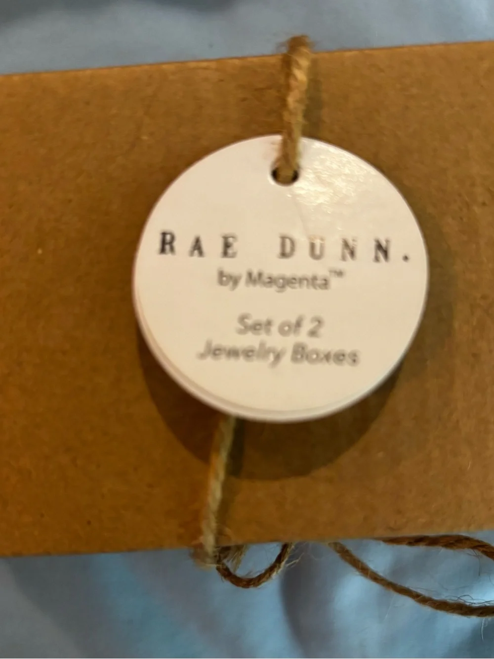 Rae Dunn Ceramic Jewelry Box Set - White with Peach Trim